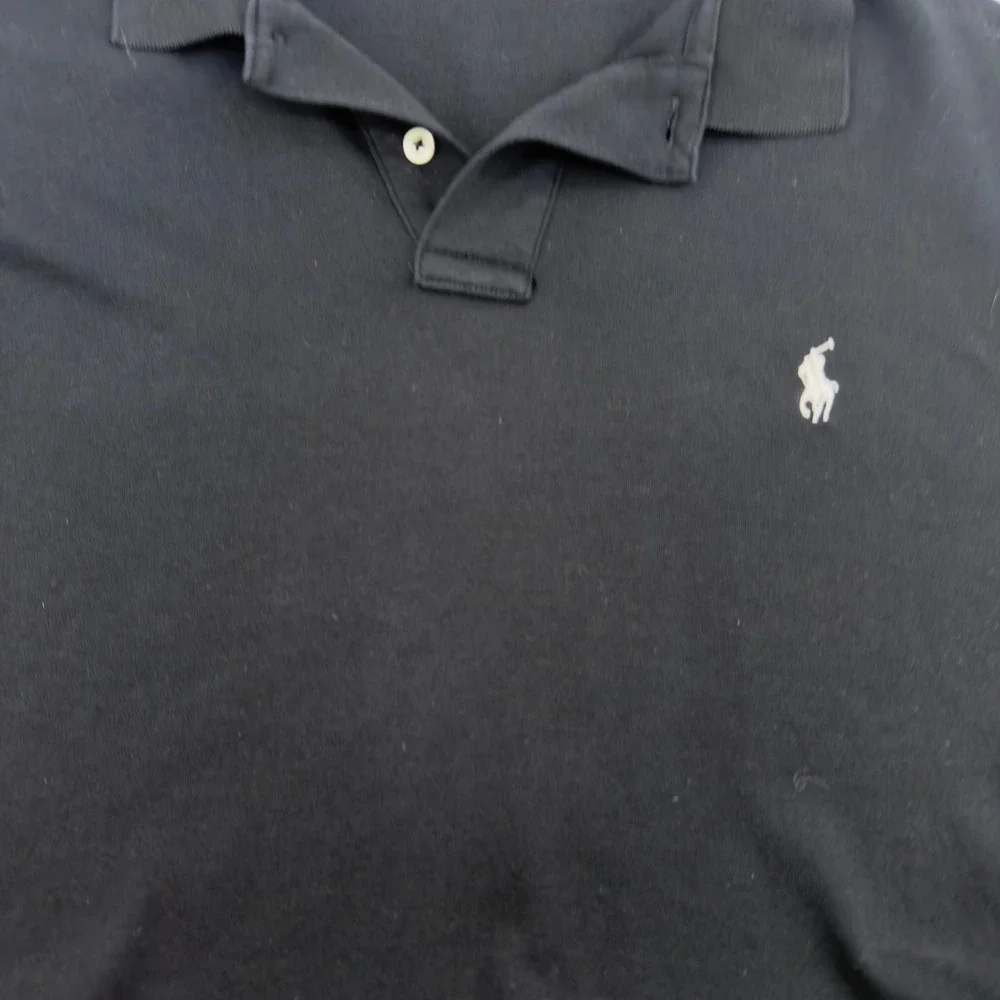 Polo Ralph Lauren Mens XL Black Short Sleeve Cotton Polo Shirt White Pony Logo